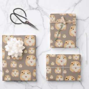 Cute Hamster Brown Pattern Inpakpapier Vel
