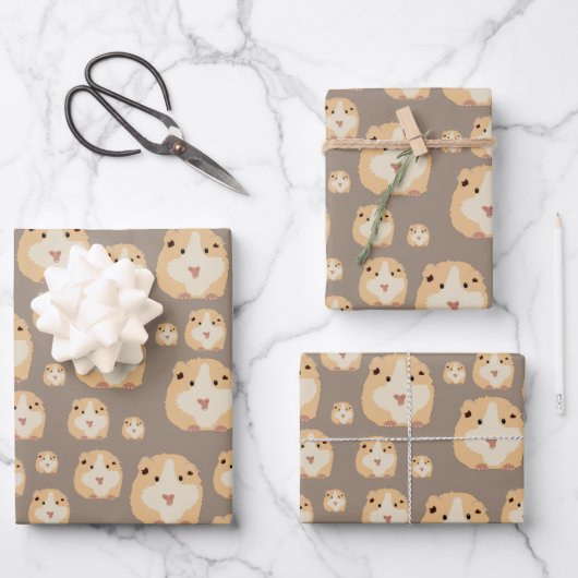 Cute Hamster Brown Pattern Inpakpapier Vel (Voorkant)