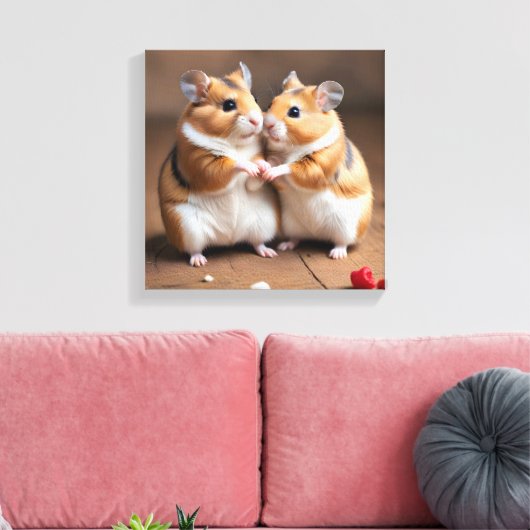 Cute Hamster Couple Canvas Print (Insitu (Woonkamer))