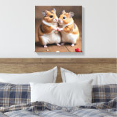 Cute Hamster Couple Canvas Print (Insitu (Slaapkamer))