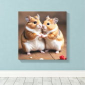 Cute Hamster Couple Canvas Print (Insitu (Houten vloer))