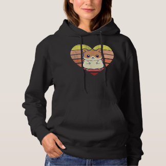 Cute Hamster Design Retro Heart Shape Hoodie