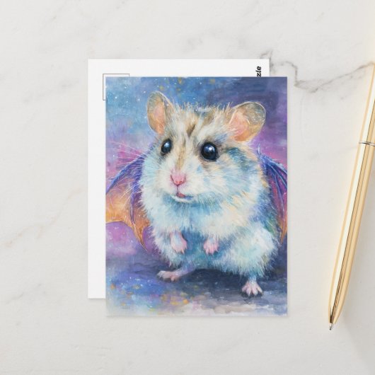 Cute Hamster Dragon Briefkaart (Voorkant / Achterkant in situ)