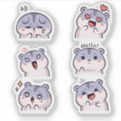 Cute Hamster Emoji Reactie Gezichten Vinyl Sticker (Voorkant)