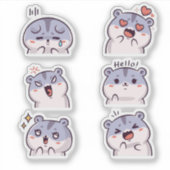 Cute Hamster Emoji Reaction Faces Vinyl Sticker  (Voorkant)