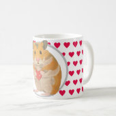 Cute Hamster en Red Hearts Coffee Mok (Voorkant rechts)