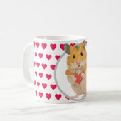 Cute Hamster en Red Hearts Coffee Mok (Voorkant links)