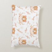 Cute Hamster Face and Pink Flowers Pattern Accent Kussen (Achterkant (Verticaal))