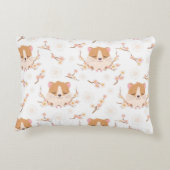 Cute Hamster Face and Pink Flowers Pattern Accent Kussen (Achterkant)