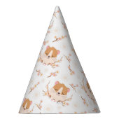 Cute Hamster Face and Pink Flowers Pattern Feesthoedjes (Rechts)