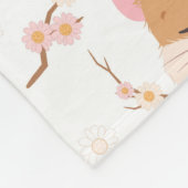 Cute Hamster Face and Pink Flowers Pattern Fleece Deken (Hoek)