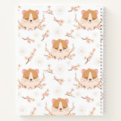 Cute Hamster Face and Pink Flowers Pattern Notitieboek (Achterkant)