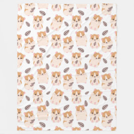 Cute Hamster Face and Seeds Pattern Kind Fleece Deken
