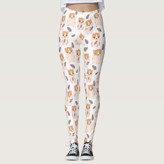 Cute Hamster Face and Seeds Pattern Leggings (Voorkant)