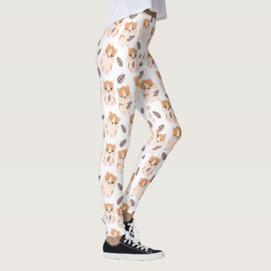 Cute Hamster Face and Seeds Pattern Leggings (Rechts)