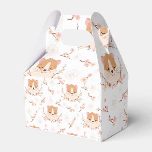 Cute Hamster Face + Flowers Birthday Dank je Bedankdoosjes (Achterkant)