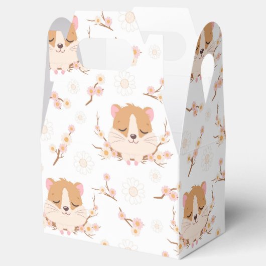 Cute Hamster Face + Flowers Birthday Dank je Bedankdoosjes (Geopend)