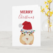 Cute Hamster Funny Animal Santa Hat Kerstmis Kaart (Gele Bloem)
