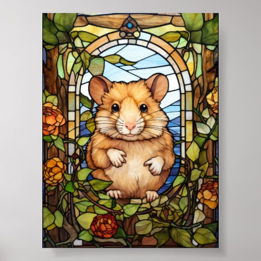 Cute Hamster Glas-in-loodraamontwerp Poster (Voorkant)