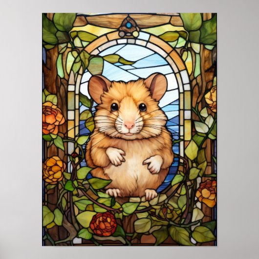 Cute Hamster Glas-in-loodraamontwerp Poster (Voorkant)