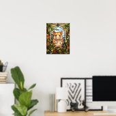 Cute Hamster Glas-in-loodraamontwerp Poster (Thuiskantoor)