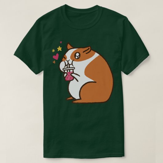 Cute Hamster Guinea Pig Bubble Tea T-shirt (Design voorkant)
