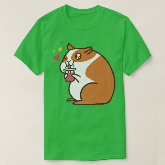 Cute Hamster Guinea Pig Bubble Tea T-shirt (Design voorkant)
