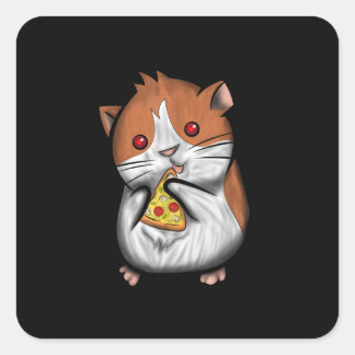 Cute Hamster Guinea Pig Love Pizza Vierkante Sticker