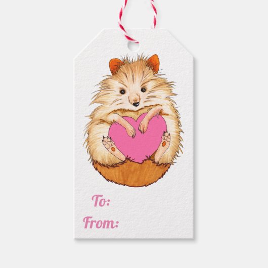 Cute Hamster & Heart Illustratie Cadeaulabel (Voorkant)