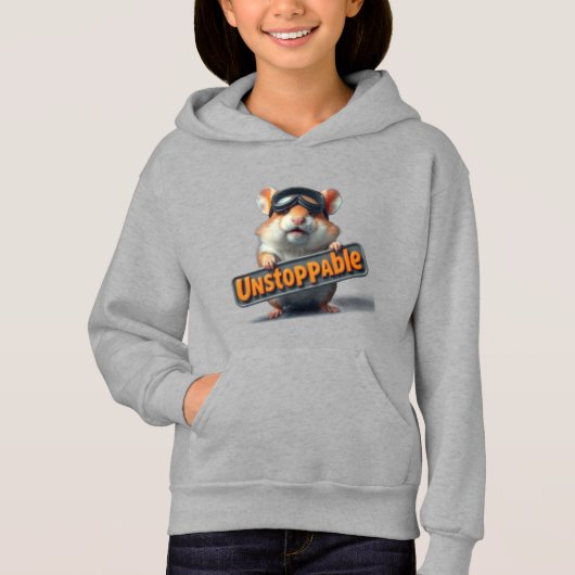 Cute Hamster Hoodie – “Unstoppable” Motivational (Voorkant)