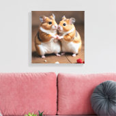 Cute Hamster Koppel Canvas Print (Insitu (Woonkamer))