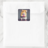Cute Hamster Love Vierkante Sticker (Tas)