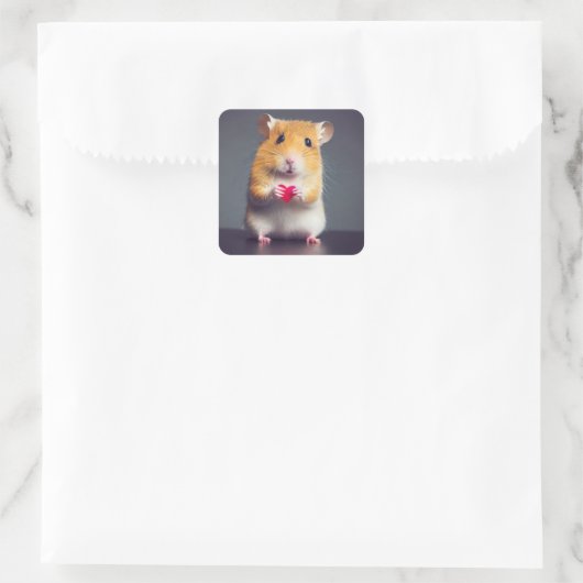 Cute Hamster Love Vierkante Sticker (Tas)