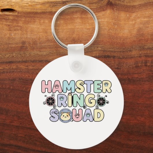 Cute Hamster Ring Squad Pastel Design Sleutelhanger (Achterkant)