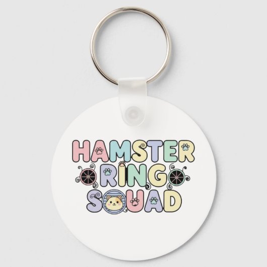 Cute Hamster Ring Squad Pastel Design Sleutelhanger (Achterkant)
