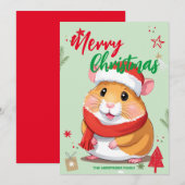Cute Hamster-sinterklaas Kerst Vakantie Familie na Feestdagenkaart (Voorkant / Achterkant)