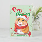 Cute Hamster-sinterklaas Kerst Vakantie Familie na Feestdagenkaart (Staand voorkant)