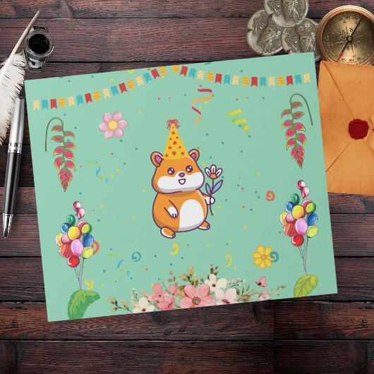 Cute Hamster ThUnited Kind Birthday Party Cadeaupapier