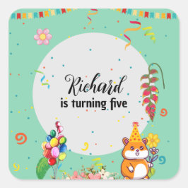 Cute Hamster ThUnited Kind Birthday Party Vierkante Sticker