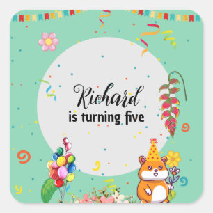 Cute Hamster ThUnited Kind Birthday Party Vierkante Sticker