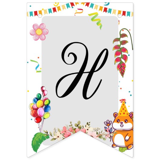 Cute Hamster ThUnited Kind Birthday Party Vlaggetjes (Tweede vlag)