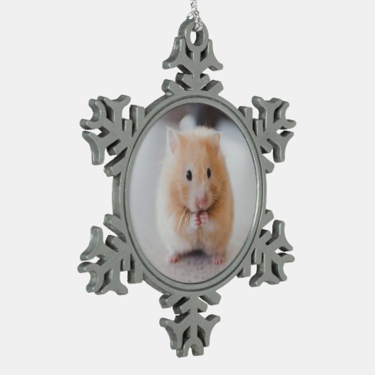 Cute hamster tin sneeuwvlok ornament (Links)