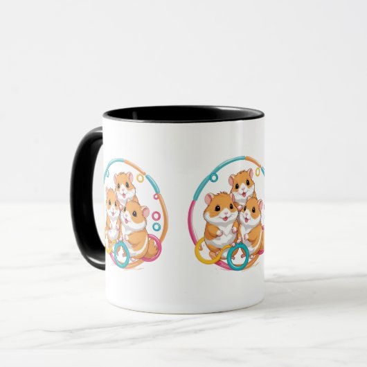 Cute Hamster Trio in Colorful Rings Mok (Voorkant links)