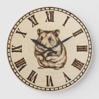 Cute Hamster Wooden Wall Clock Grote Klok