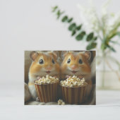 Cute Hamsters With Popcorn For movie Night Briefkaart (Staand voorkant)