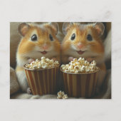Cute Hamsters With Popcorn For movie Night Briefkaart (Voorkant)