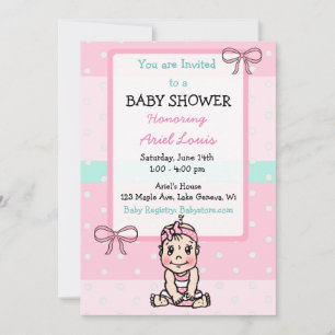Cute Hand draw Baby Girl Baby shower Kaart