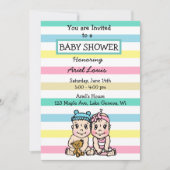 Cute Hand-draw Boy and Girl Twins Baby shower Kaart (Voorkant)