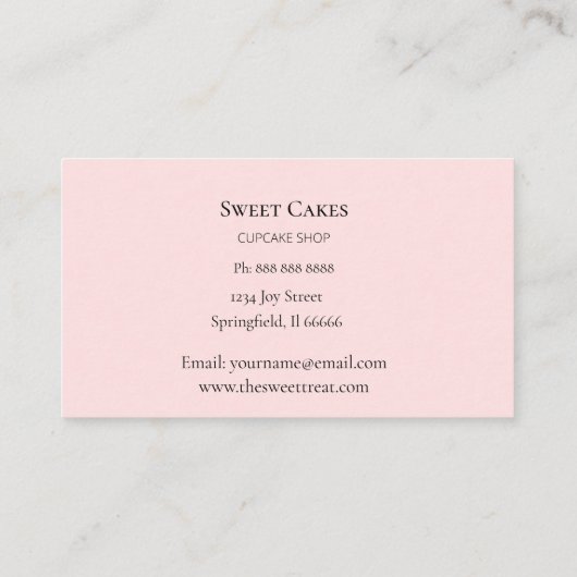 Cute Hand draw Cupcake bakkerroze Visitekaartje (Achterkant)