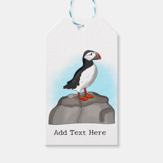 Cute Hand draw Puffin Cadeaulabel (Voorkant)